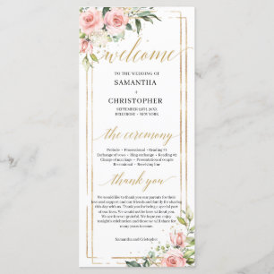 Boho Blush pink floral eucalyptus gold program Programme