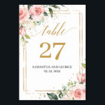 Boho Blush pink floral eucalyptus gold  Table Number<br><div class="desc">Delight guests for your wedding party with this charming design for table numbers with these adorable watercolor Watercolor hand painted blush flowers roses peonies mixed sage eucalyptus greenery and combined modern script lettering. Show them that they your special attention and Give them an unforgettable party moments. Don't hesitate to contact...</div>