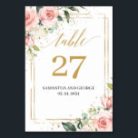 Boho Blush pink floral eucalyptus gold  Table Number<br><div class="desc">Delight guests for your wedding party with this charming design for table numbers with these adorable watercolor Watercolor hand painted blush flowers roses peonies mixed sage eucalyptus greenery and combined modern script lettering. Show them that they your special attention and Give them an unforgettable party moments. Don't hesitate to contact...</div>