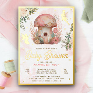 Boho Blush Pink Floral Fairy Baby Shower Gold