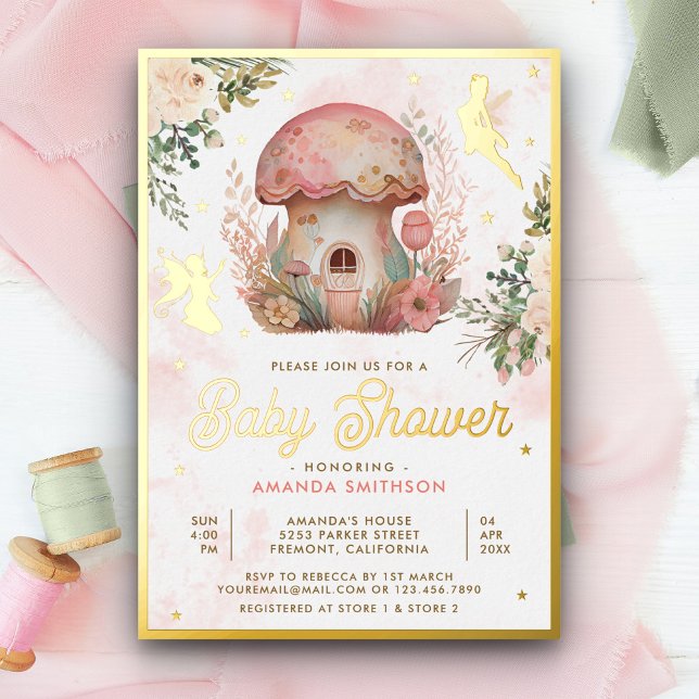 Boho Blush Pink Floral Fairy Baby Shower Gold (Creator Uploaded)