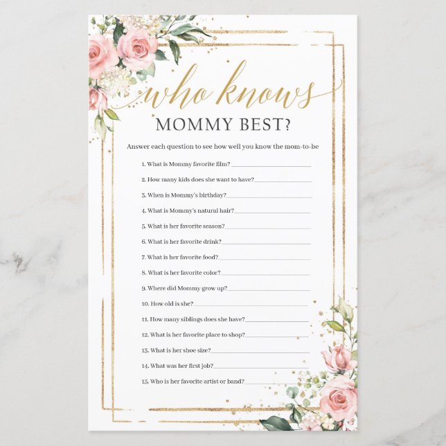 Boho blush pink floral gold who knows mummy best (Front)