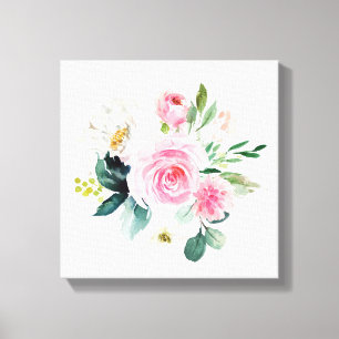 Boho blush pink floral greenery kids Canvas Print