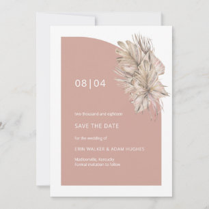 Boho Blush Pink Floral Monogram Half Arch Wedding Save The Date