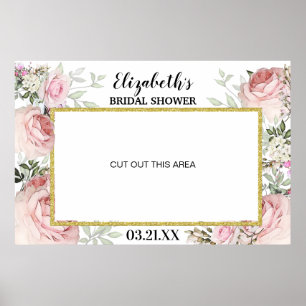 Boho Blush Pink Floral Photo Booth Frame Prop Poster