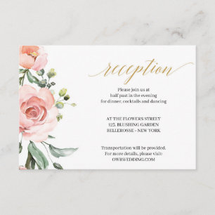 Boho Blush Pink Floral Roses Gold Geometric Enclosure Card
