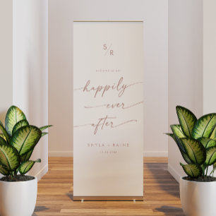 Boho Blush Pink Happily Ever After Welcome Retractable Banner