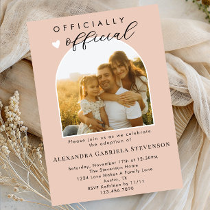 Boho Blush Pink Official Adoption Day Celebration Invitation