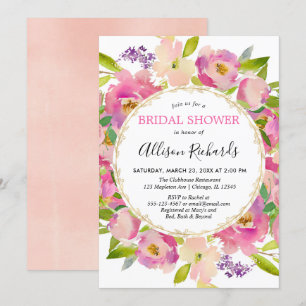 Boho blush pink pastel bridal shower invitation
