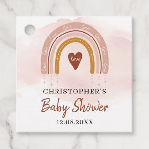 Boho Blush Pink Rainbow Baby Shower Favour Tags
