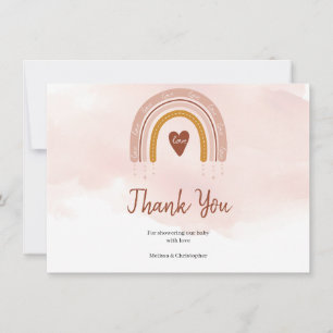 Boho Blush Pink Rainbow Baby Shower Thank You