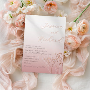 Boho Blush Pink Rose Gold Wildflower Wedding