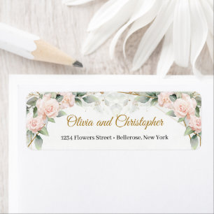 Boho blush pink roses eucalyptus gold frame