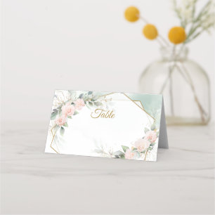 Boho blush pink roses flowers wedding place card