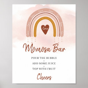 Boho Blush Pink Rust Rainbow Momosa Bar Sign
