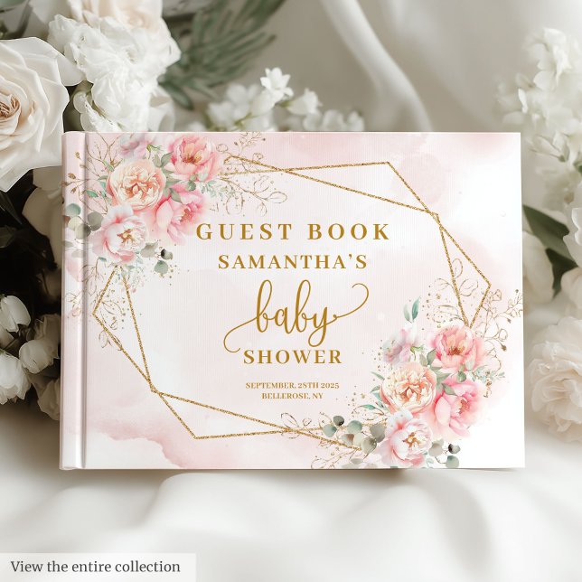 Boho blush pink sage floral gold glitter guest boo book (Boho blush pink sage floral gold glitter guest book)