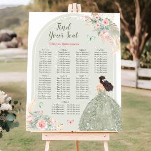 Boho Blush Pink Sage Green 15 Años Seating Chart