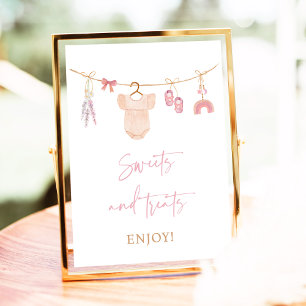 Boho Blush Pink Sweet Treats Baby Shower Sign
