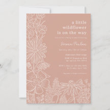 Boho Blush Pink Wildflower Baby Shower Invitation