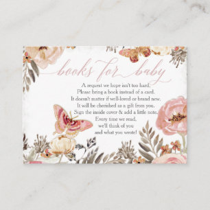 Boho Blush Rose Books for Baby Shower Enclosure Business Card