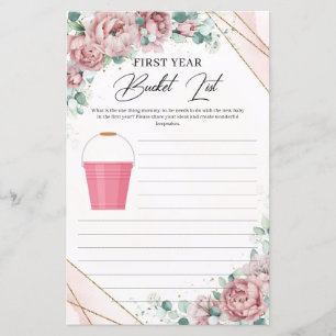 Boho blush roses gold frame Bucket List First Year