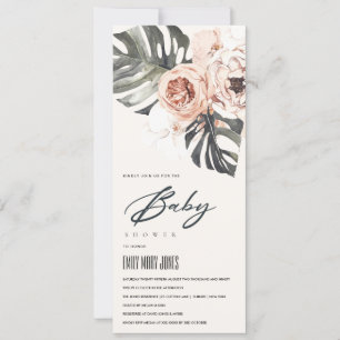 BOHO BLUSH RUST FLORAL MONSTERA BABY SHOWER INVITATION