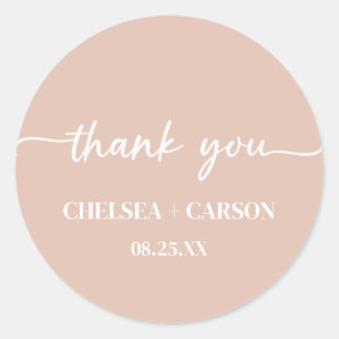 Boho Blush Script Wedding Thank You Stickers