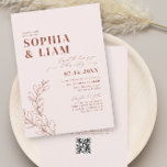 Boho Blush Terracotta With RSVP QR Code Wedding Invitation<br><div class="desc">A minimalist wedding invitation in blush with terracotta typography for the ultimate boho chic look, includes template spaces on the back to add details and RSVP QR Code If you need any matching designs that are not in the collection or need any help, please let me know (Maria). Happy to...</div>