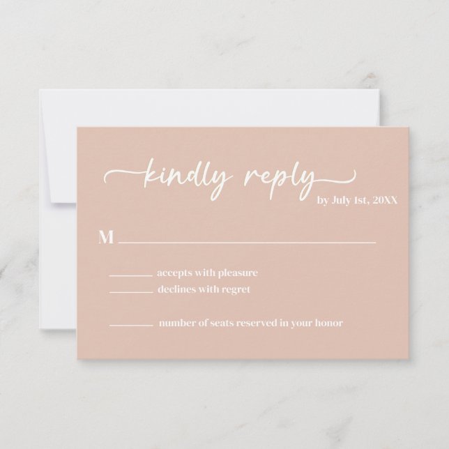 Boho Blush Trendy Script RSVP (Front)