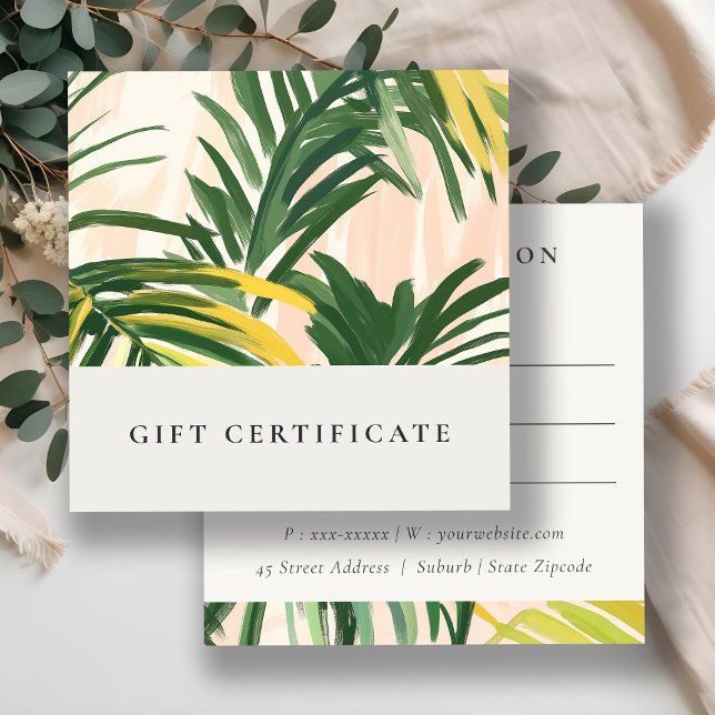  Boho Blush Tropical Palm Leaves Gift Certificate (Creator Uploaded)