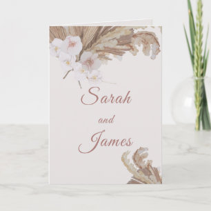 Boho Blush Watercolor Flower Pampas Grass Wedding Invitation