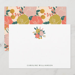Boho Blush Yellow Botanical Flowers Personalised  Card