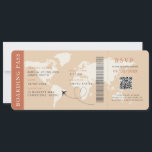 Boho Boarding Pass Destination wedding QR code  Invitation<br><div class="desc">Terracotta Boho Boarding pass wedding ticket invitation featuring a destination world map,  Wedding Pass,  Destination Wedding,  Passport with QR code Rsvp card.</div>
