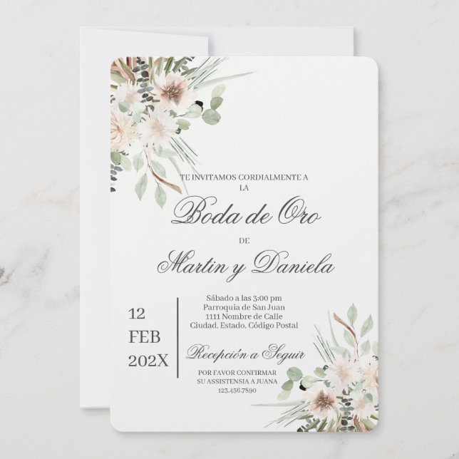 Boho boda de oro invitation (Front)