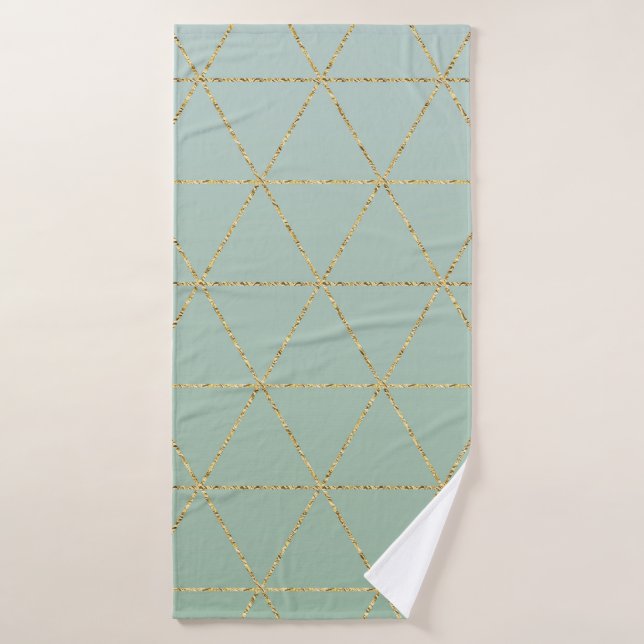 Boho Bohemian Chic Gold & Mint Geometric Glam Bath Towel Set (Bath Towel)