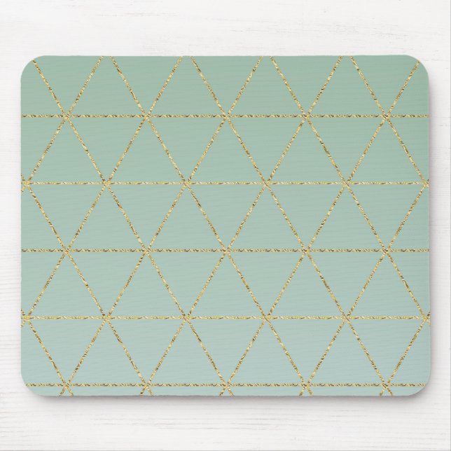 Boho Bohemian Chic Gold & Mint Geometric Glam Mouse Mat (Front)