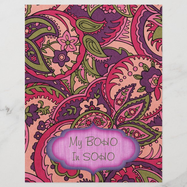 BOHO Bohemian Colourful Paisley Scrapbook Paper (Front)