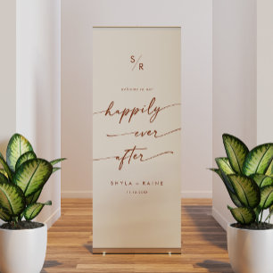 Boho Bohemian Cream Happily Ever After Welcome Retractable Banner