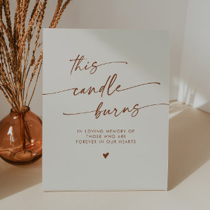 Boho Bohemian Cream This Candle Burns Memorial Pedestal Sign