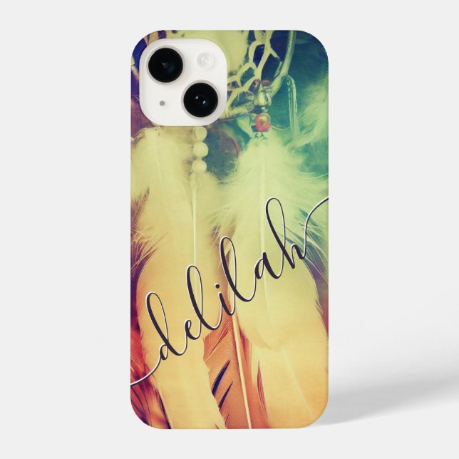 Boho Bohemian Dreamcatcher Feathers Retro Stunning iPhone Case (Back)