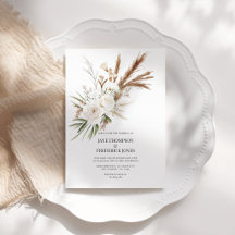 Boho Bohemian Dried Floral Photo & QR Code Wedding