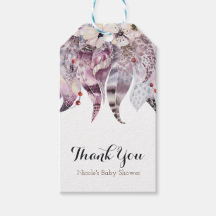 Boho Bohemian Feathers Chic Rustic Glam Favour Gift Tags
