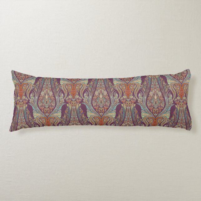 BOHO Bohemian India Paisley Tribal Purple Blue Body Cushion (Front)