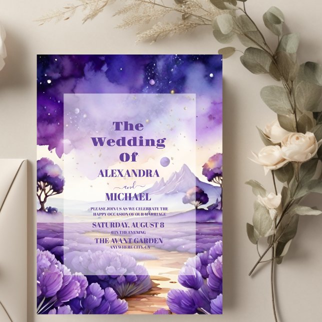Boho Bohemian Lavender Wedding Invitation (Creator Uploaded)