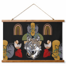 Boho Bohemian Modern Art Fox Earth Tones Wall Art