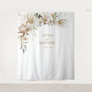 Boho Bohemian Name Wedding Backdrop Tapestry