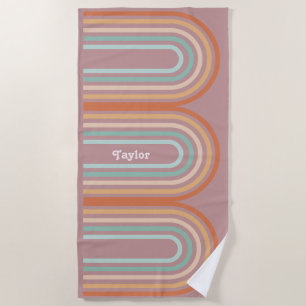 Boho Bohemian Pastel Rainbow Mauve Background Beach Towel