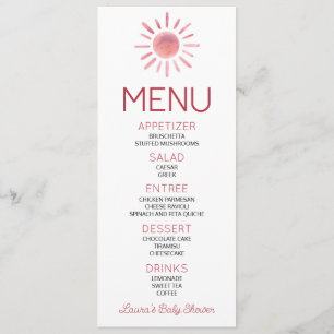 Boho Bohemian Pink Sun Baby Shower Food Menu
