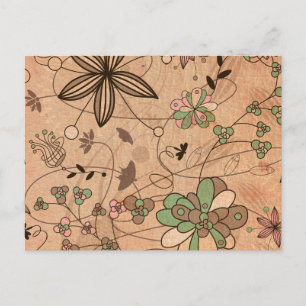 Boho Bohemian Retro Colourful Floral Flowers Postcard