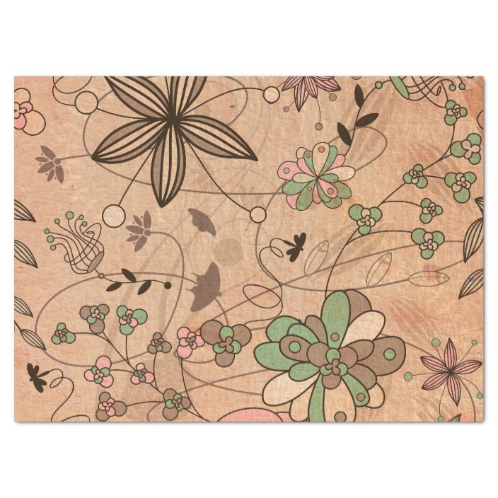 Boho Bohemian Retro Colourful Floral Flowers Tissue Paper Zazzle.co.uk